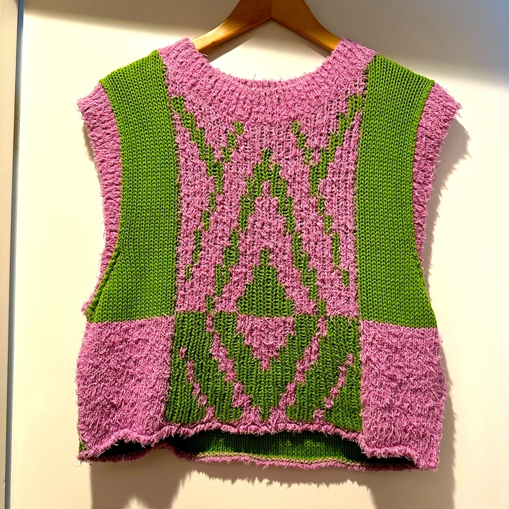 Free People green and purple sweater vest - size S